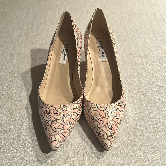 L.K Bennet Shoes - L.K Bennet London Floral Print Cream & Pink Heels